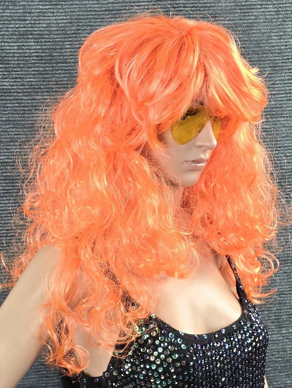 Orange Long Curly Costume Wig